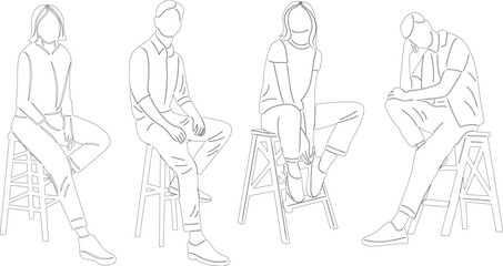 sketch people sitting on chairs, vector