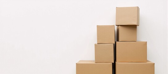 Obraz premium A stack of cardboard boxes sitting on top of each other.