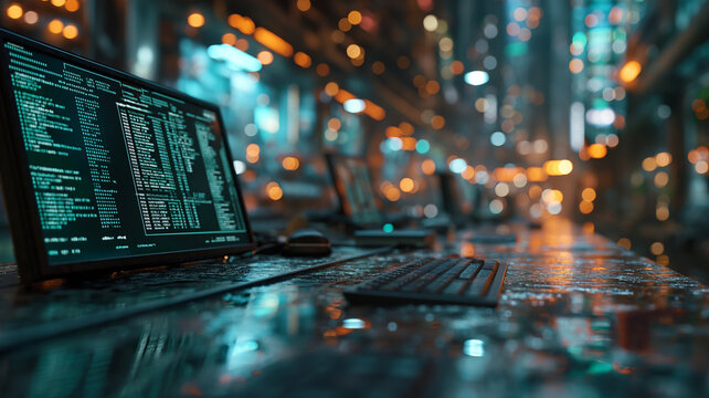 Servers room with shallow depth of field
