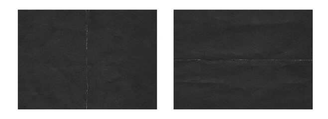 Fototapeta premium Set of Folded paper horizontal textures, old retro 90s black grunge texture for photo effect