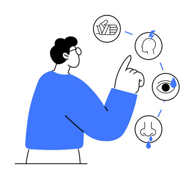 blue person pointing at health symptoms clip art preview
