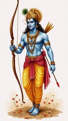 Fototapeta premium A drawing of a man with a bow and arrow.