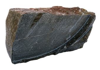 Oolitic limestone rock. Stone specimen. Sedimentary rock. Weathered and fresh rock surface