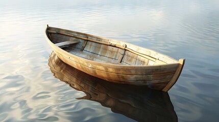 Obraz premium A simple built timber boat which glides on water but offers an experience