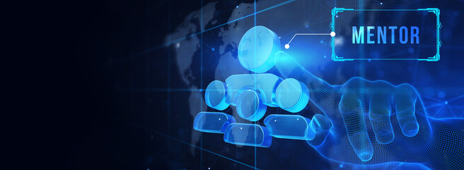 Mentoring concept. Mentoring with mentor advice, support and motivation. 3d illustration