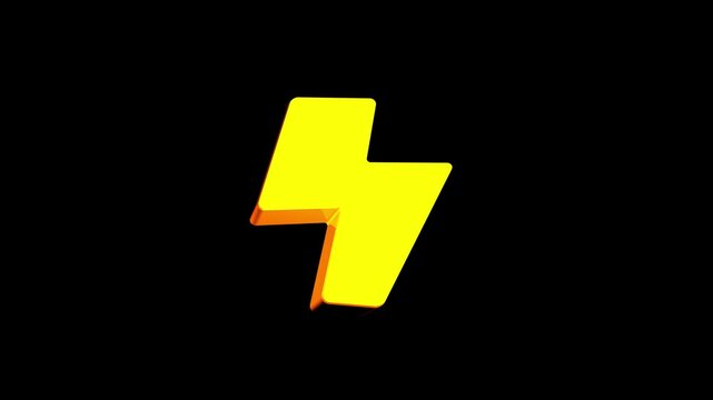 lightning bolt icon 3d isolated, Lightning Bolt 3D, power charge sign icon 3D, Realistic 3D flash icons