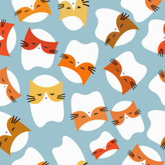 Halloweens vector seamless pattern with boo cat