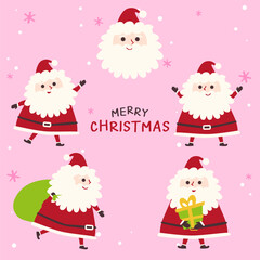 Hand-Drawn Christmas Holiday, New year illustration.Santa character.