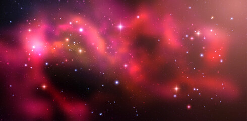 Space vector background with realistic nebula and shining stars. Magic colorful galaxy with stardust