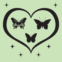 Butterflies silhouettes set Free vector Isolated