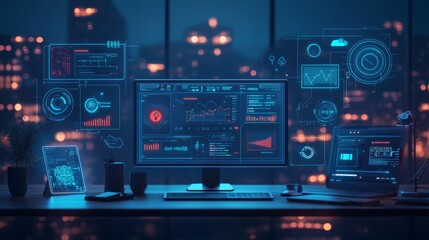 Fototapeta premium Modern Digital Learning Environment with Advanced Technology and Interactive Educational Tools