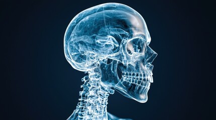 X ray Image of Human Skull Showcasing Intricate Bone Structure