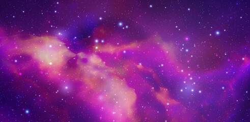 Space vector background with realistic nebula and shining stars. Magic colorful galaxy with stardust