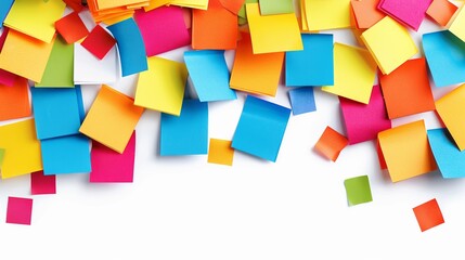 Colorful Sticky Notes Frame on White Background for Business and Office Use - Vibrant and Creative Workspace Concept