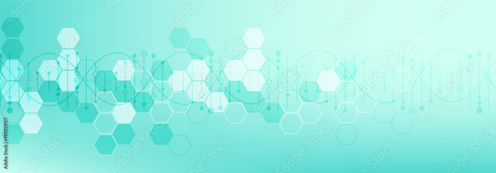 Wall mural molecular structure dna, atom, neurons. science concept for your design. connected lines with dots. 