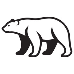 Polar bear walking icon silhouette vector on a white background