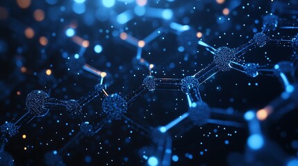 molecular structures and hexagonal patterns in futuristic abstract nanotechnology, advanced science and technology, modern digital design, nano tech background, molecular research