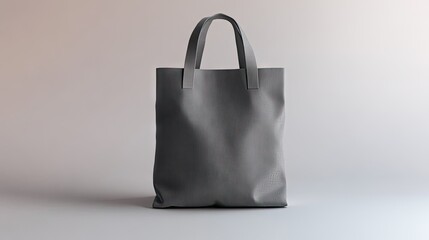 A blank grey tote bag isolated on a clean white background, perfect for showcasing custom logos or designs.