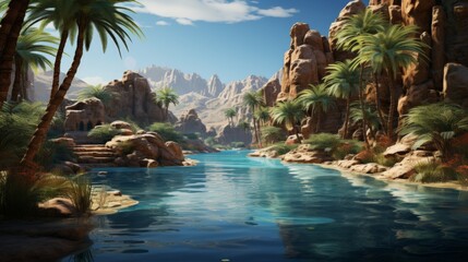 Oasis in a Mountainous Landscape