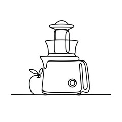 Juicer. Icon. Vector drawing. One line art. A simple drawing of a continuous line of a kitchen electric appliance. 