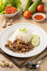 Delicious Plate of Beef with Rice and Fresh Vegetables