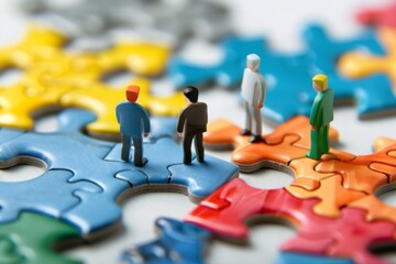 business team work building a puzzle
