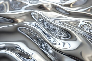 Abstract Wavy Silver Metallic Surface Texture