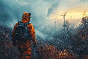 Obraz premium Empowering the Future: The Engineer Revolutionizing Wind Turbine Technology