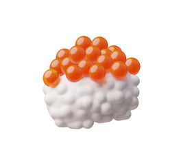 Vector 3D illustration of white sushi rice with red caviar on top.