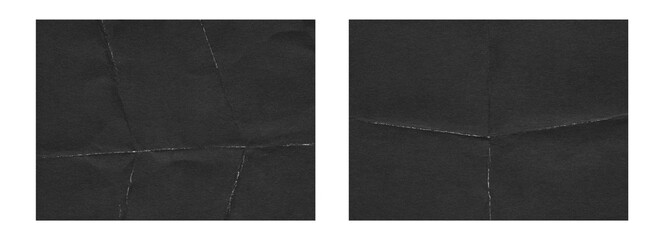 Fototapeta premium Set of Folded paper horizontal textures, old retro 90s black grunge texture for photo effect