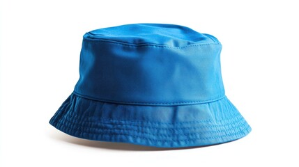 Fototapeta premium A blue bucket hat isolated on a white background, perfect for fashion branding or promotional use.