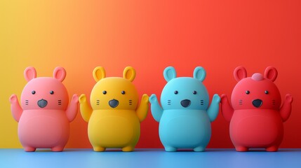 Colorful Cartoon Animal Friends Celebrating Friendship Day Against Vibrant Gradient Background
