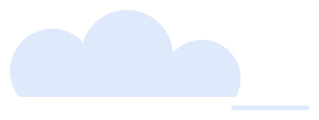 Pale blue cloud shape with a straight line beneath on a blank background. Ideal for weather, nature, minimalism, simplicity, and web design themes. Cartoonish style.