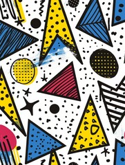 Obraz premium Vibrant Abstract Collage Art with Geometric Shapes and Bold Colors in Modern Design