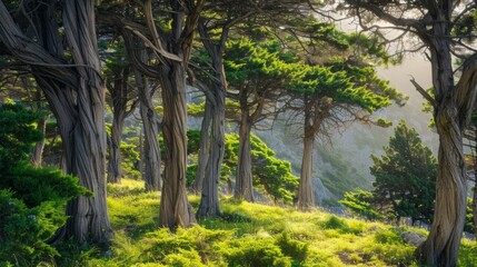 Cedars trees forest, beautiful natural background, endangered forest, The Cedars of God, Cedars Mountain, amazing nature