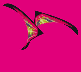 Abstract figures on pink background. Abstract contemporary art