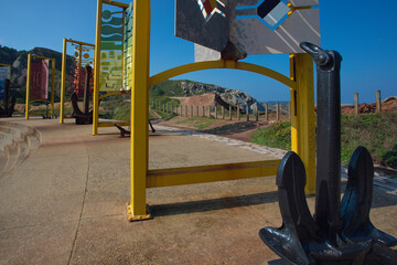 Salinas, Asturias. Anchors view point and promenade.