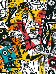 Fototapeta premium Vibrant Abstract Collage Art with Bold Colors and Geometric Shapes for Modern and Contemporary Design