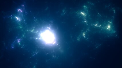 energievoll hell strahlender Stern im Universum, Weltall, Galaxie, funkeln, Sonne, Glühen, Glitzer, Cosmos, Wissenschaft, Forschung, Technik, Science Fiction, blau, schwarz
