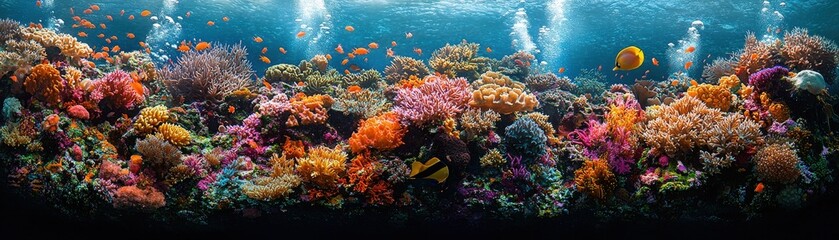 Obraz premium Dying Coral Reef Surrounded by Vibrant Marine Life