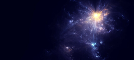 energievoll hell strahlender Stern im Universum, Weltall, Galaxie, funkeln, Sonne, Glühen, Glitzer, Cosmos, Wissenschaft, Forschung, Technik, Science Fiction, violett, schwarz
