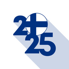 2025 banner with Finland flag inside. Vector illustration.