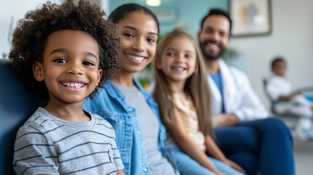Parents and children anticipating their dental checkup  a family health experience
