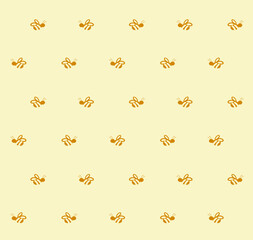 Repeatable pattern of small gold bees on light, pastel yellow background. Petite pattern, small and adorable. Simple design.

