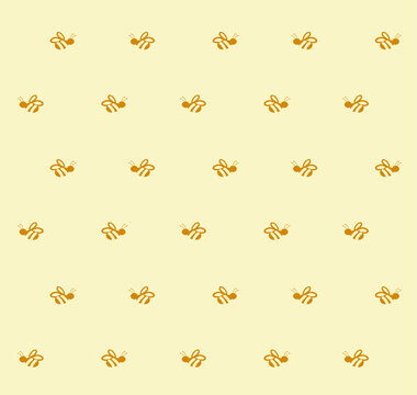Repeatable pattern of small gold bees on light, pastel yellow background. Petite pattern, small and adorable. Simple design.

