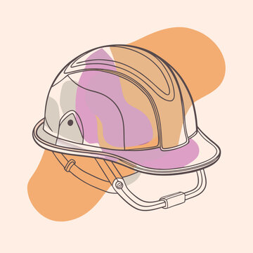 recommend clip art: Safety helmet vector silhouette line art