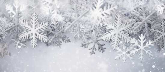 Frosted Snowflakes on a Wintery Background