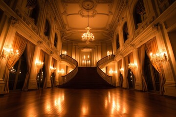 Fototapeta premium Grand Staircase in a Luxurious Mansion