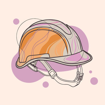 recommend clip art: Safety helmet vector silhouette line art