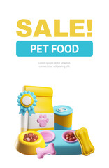 Pet food sale 3D icon vector illustration